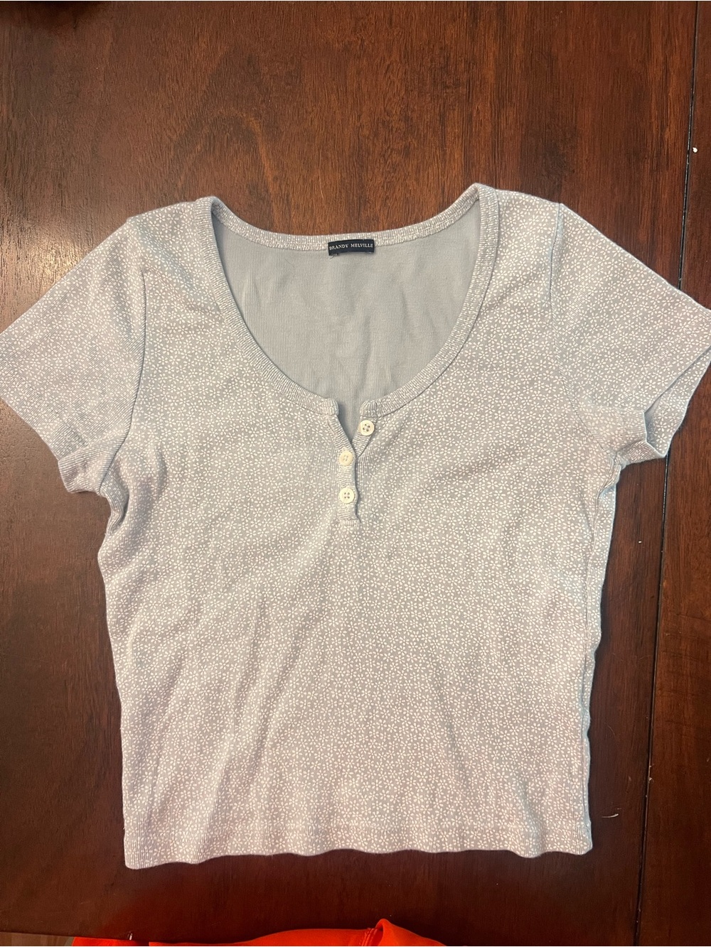 Brandy Melville Light Blue Dotted Scoop-Neck Crop Top